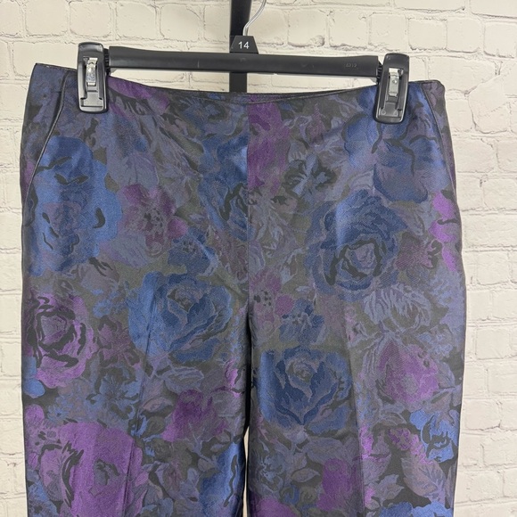 Talbots Dress Pants Satin Floral Lined Damask Whimsigoth Ankle Size 6 - Picture 2 of 7